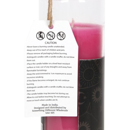 VELAS TUBO MÁGICA - MAGIC SPELL TUBE CANDLE - FRIENDSHIP - AMISTAD- VELA TUBO CRISTAL ROSA FLORAL 21CM - SPIRIT OF EQUINOX