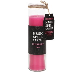 MAGIC TUBE KAARSEN - MAGIC SPELL TUBE KAARS - VRIENDSCHAP - VRIENDSCHAP - ROZE BLOEMEN GLAZEN BUIS KAARS 21CM - SPIRIT OF EQUINO