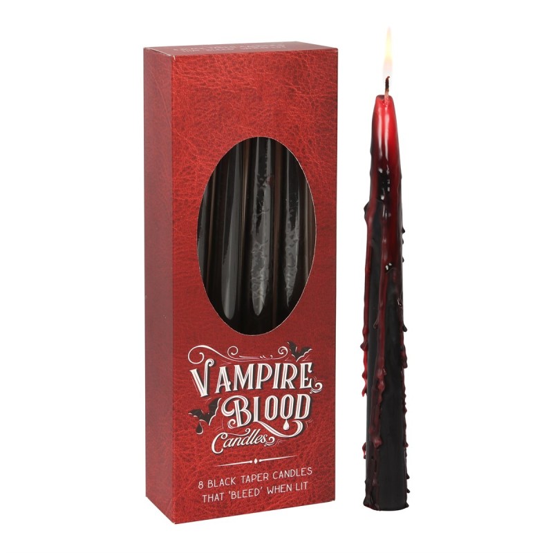 SET 8 BOUGIES CONIQUES VAMPIRE BLOOD 25.5CM - BOUGIES CONIQUES VAMPIRE BLOOD - SPIRIT OF EQUINOX-BOUGIE DE SANG DE VAMPIRE - BOUGIE DE SANG DE VAMPIRE-HOSTENATURA