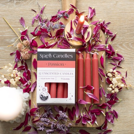 VELAS HECHIZO SPELL CANDLES - PASSION - PASIÓN - PAQUETE 12 VELAS ROJAS - SPIRIT OF EQUINOX