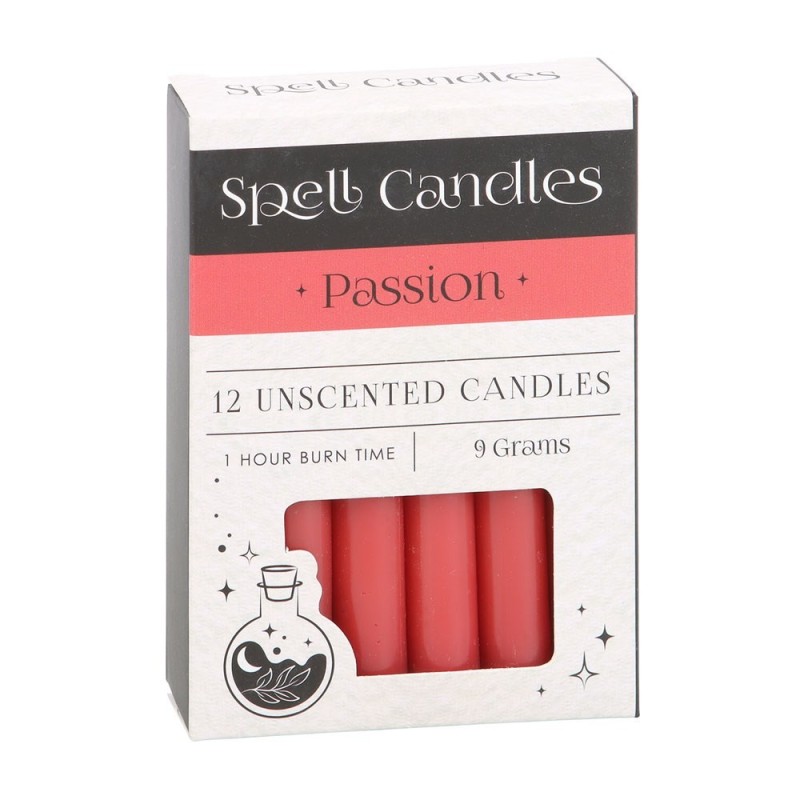 ESPELMES FET SPELL CANDLES - PASSION - PASSIÓ - PAQUET 12 ESPELMES VERMELLES - SPIRIT OF EQUINOX-ESPELMES DE FELIÇ - SPELL CANDLES-HOSTENATURA