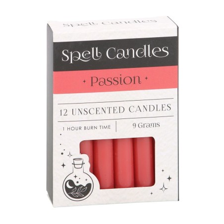 ESPELMES FET SPELL CANDLES - PASSION - PASSIÓ - PAQUET 12 ESPELMES VERMELLES - SPIRIT OF EQUINOX