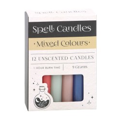 ESPELMES FET SPELL CANDLES - PAQUET 12 ESPELMES COLORS ASSORTITS - SPIRIT OF EQUINOX