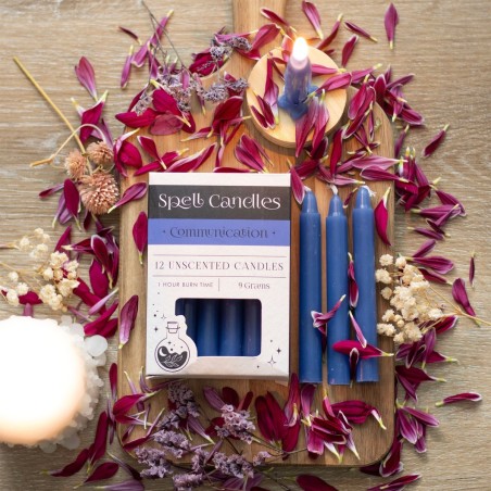 VELAS HECHIZO SPELL CANDLES - COMMUNICATION - COMUNICACIÓN - PAQUETE 12 VELAS AZULES - SPIRIT OF EQUINOX