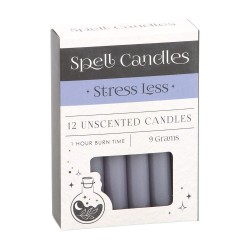 ESPELMES FET SPELL CANDLES - STRESS LESS - ALLIVIAR L'ESTRES - PAQUET 12 ESPELMES MORADES - SPIRIT OF EQUINOX