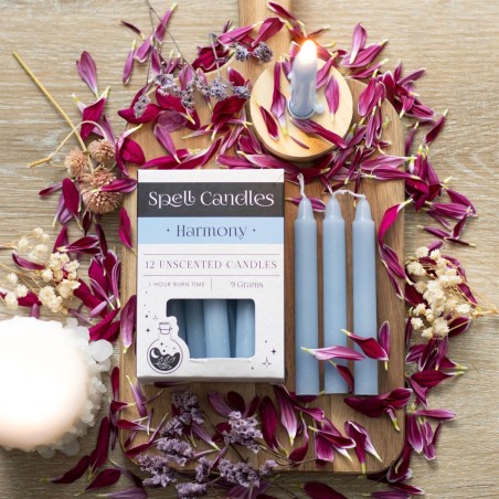 VELAS HECHIZO SPELL CANDLES - HARMONY - ARMONÍA - PAQUETE 12 VELAS AZULES CELESTE - SPIRIT OF EQUINOX
