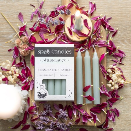 VELAS HECHIZO SPELL CANDLES - ABUNDANCE - ABUNDANCIA - PAQUETE 12 VELAS VERDES - SPIRIT OF EQUINOX