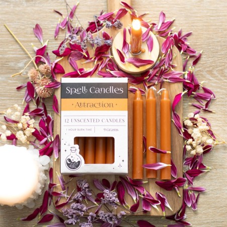 VELAS HECHIZO SPELL CANDLES - ATTRACTION - ATRACCIÓN - PAQUETE 12 VELAS NARANJAS - SPIRIT OF EQUINOX