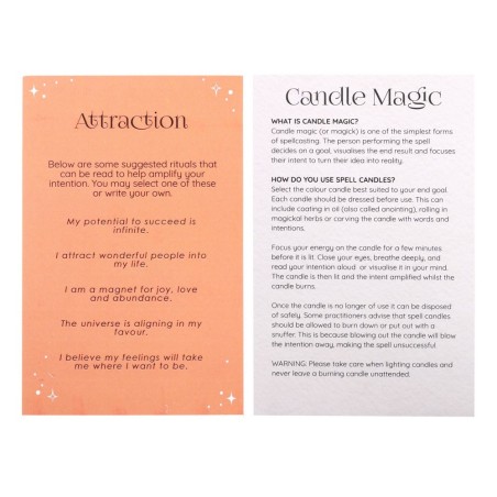 VELAS HECHIZO SPELL CANDLES - ATTRACTION - ATRACCIÓN - PAQUETE 12 VELAS NARANJAS - SPIRIT OF EQUINOX