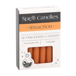 ESPELMES FET SPELL CANDLES - ATTRACTION - ATRACCIÓ - PAQUET 12 ESPELMES TARONJES - SPIRIT OF EQUINOX