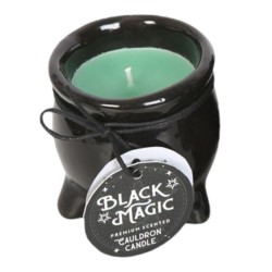 Green Scented Candle in Juniper and Eucalyptus Cauldron - Luck - Spirit of Equinox