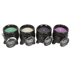 Black Aromatic Candle in Opium and Myrrh Cauldron - Protection - 7.8cm - Spirit of Equinox