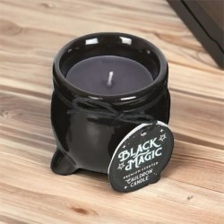 Black Aromatic Candle in Opium and Myrrh Cauldron - Protection - 7.8cm - Spirit of Equinox