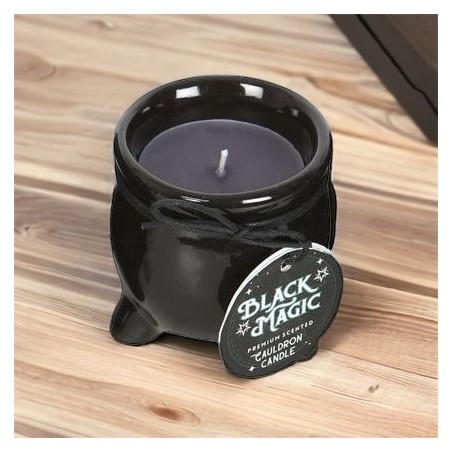 Black Aromatic Candle in Opium and Myrrh Cauldron - Protection - 7.8cm - Spirit of Equinox