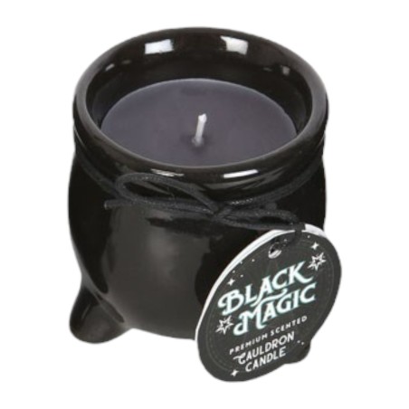 Black Aromatic Candle in Opium and Myrrh Cauldron - Protection - 7.8cm - Spirit of Equinox