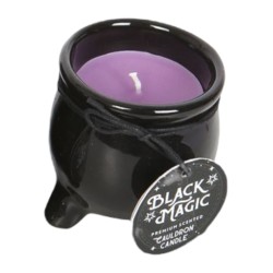 Candela aromatica viola nel calderone di lavanda e rosmarino - Prosperità - Prosperità - 7,8 cm - Spirito dell'equinozio