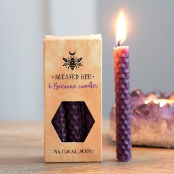 Candele di cera d'api viola 11x5x5 cm Incantesimi - Confezione da 6 candele - Candele di cera d'api dell'ape benedetta - Spirito