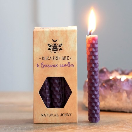 Velas de Cera de Abeja Moradas 11x5x5cm Hechizos - Paquete de 6 Velas - Blessed Bee Beeswax Candles - Spirit of Equinox