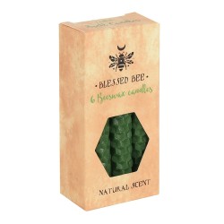 Velas Verdes de Cera de Abelha 11x5x5cm Feitiços - Pacote de 6 Velas - Velas de Cera de Abelha de Abelha Abençoada - Espírito do