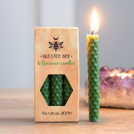 Velas de Cera de Abeja Verdes 11x5x5cm Hechizos - Paquete de 6 Velas - Blessed Bee Beeswax Candles - Spirit of Equinox