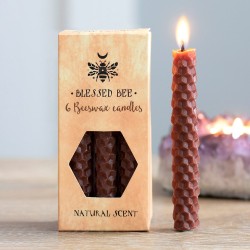 Espelmes de Cera d'Abella Marrons 11x5x5cm Encanteris - Paquet de 6 Espelmes - Blessed Bee Beeswax Candles - Spirit of Equinox