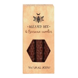 Espelmes de Cera d'Abella Marrons 11x5x5cm Encanteris - Paquet de 6 Espelmes - Blessed Bee Beeswax Candles - Spirit of Equinox