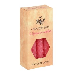 Espelmes de Cera d'Abella Roses 11x5x5cm Encanteris - Paquet de 6 Espelmes - Blessed Bee Beeswax Candles - Spirit of Equinox