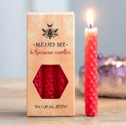 Velas de Cera de Abelha Vermelha 11x5x5cm Feitiços - Pacote de 6 Velas - Velas de Cera de Abelha de Abelha Abençoada - Espírito 