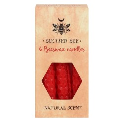 Espelmes de Cera d'Abella Vermelles 11x5x5cm Encanteris - Paquet de 6 Espelmes - Blessed Bee Beeswax Candles - Spirit of Equinox