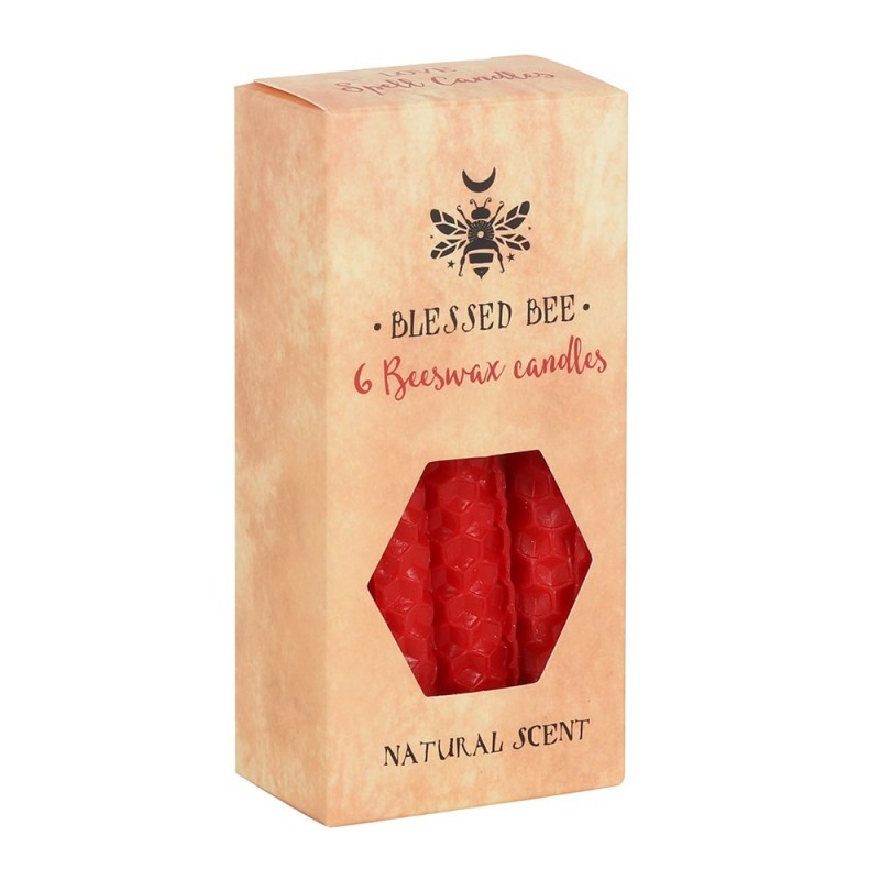 Candele di cera d'api rosse 11x5x5 cm Incantesimi - Confezione da 6 candele - Candele di cera d'api dell'ape benedetta - Spirito-CANDELE IN CERA D'API-HOSTENATURA