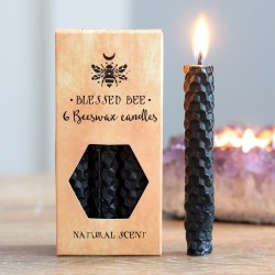 Candele di cera d'api nere 11x5x5 cm Incantesimi - Confezione da 6 candele - Candele di cera d'api benedette - Spirito dell'equi