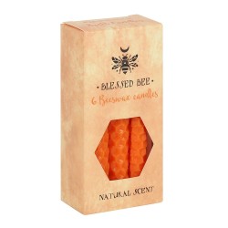 Velas de Cera de Abelha Laranja 11x5x5cm Feitiços - Pacote de 6 Velas - Velas de Cera de Abelha de Abelha Abençoada - Espírito d