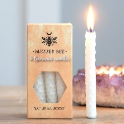 Candele di cera d'api bianche 11x5x5 cm Incantesimi - Confezione da 6 candele - Candele di cera d'api benedette - Spirito dell'e