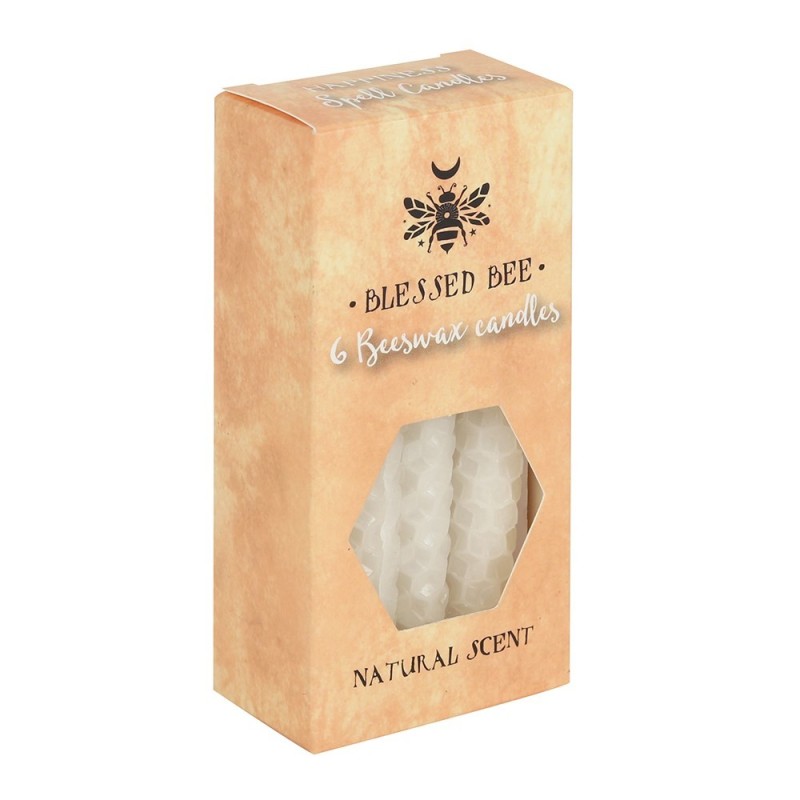 Espelmes de Cera d'Abella Blanques 11x5x5cm Encanteris - Paquet de 6 Espelmes - Blessed Bee Beeswax Candles - Spirit of Equinox-ESPELMES CERA D'ABELLA-HOSTENATURA