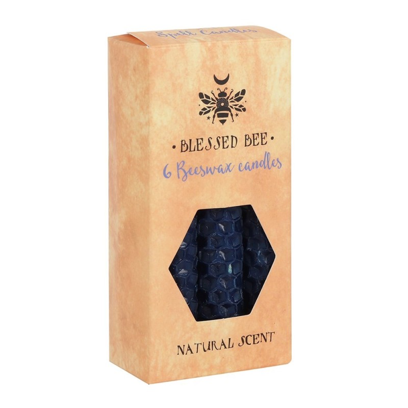 Velas de cera de abella azul 11x5x5cm Hechizos - Paquete de 6 velas - Velas de cera de abeja bendita - Spirit of Equinox-VELAS DE CERA DE ABELLA-HOSTENATURA