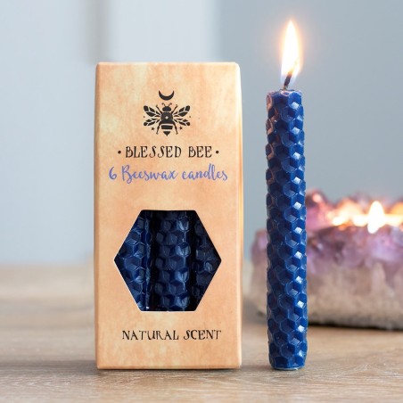 Velas de Cera de Abeja Azules 11x5x5cm Hechizos - Paquete de 6 Velas - Blessed Bee Beeswax Candles - Spirit of Equinox