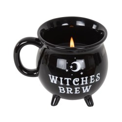 Chaudron Noir Coupe et Bougie - Santal et Vanille - 10x13cm - 35 heures - Witches Brew - Spirit of Equinox