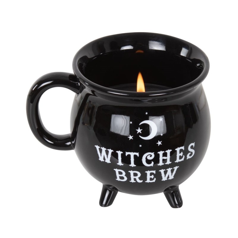 Chaudron Noir Coupe et Bougie - Santal et Vanille - 10x13cm - 35 heures - Witches Brew - Spirit of Equinox-BOUGIES PARFUMÉES CHAUDRON-HOSTENATURA