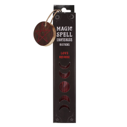 Encens Encanteri Màgic Amor Rosa Roja - Magic Spell Incense Love Red Rose - 15 barretes + Portaencens de Fusta