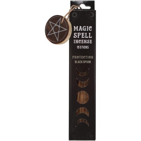 Incienso Hechizo Mágico Protección Opio Negro - Magic Spell Incense Protecion Black Opium - 15 barritas + Portaincienso
