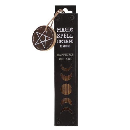 Incienso Hechizo Mágico Felicidad Salvia Blanca - Magic Spell Incense Happiness White Sage - 15 barritas + Portaincienso