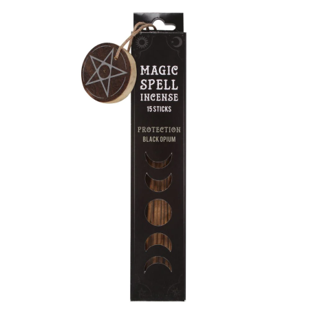 Incienso Hechizo Mágico Protección Opio Negro - Magic Spell Incense Protecion Black Opium - 15 barritas + Portaincienso