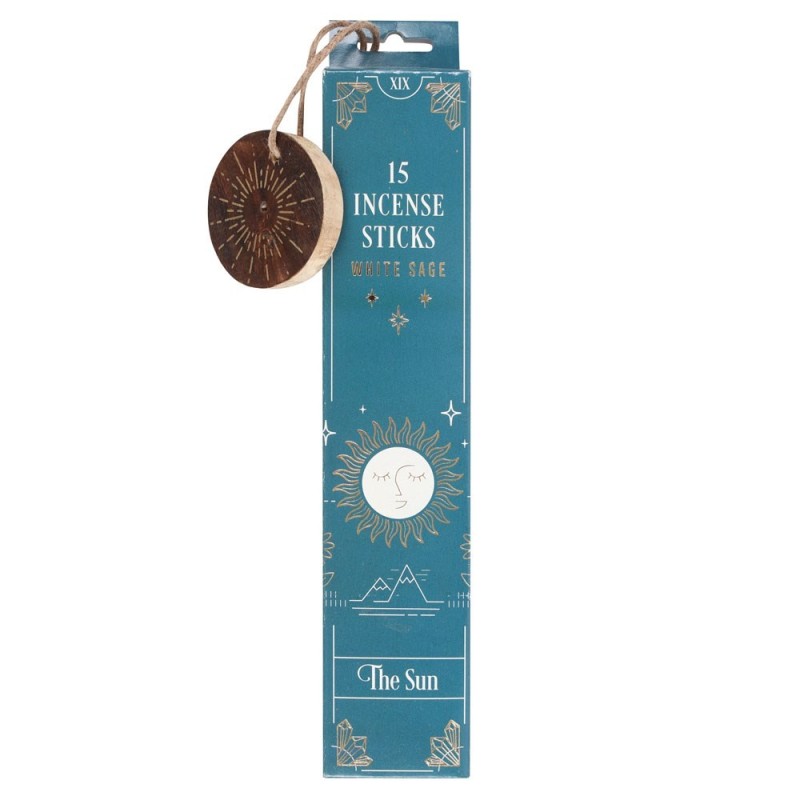 Incense Tarot The Sun White Sage - Major Arcana XIX - The Sun Tarot - Spirit of Equinox - 15 bars + Incense holder-SPIRIT OF EQUINOX MAGIC INCENSE - MAGIC SPELL INCENSE-HOSTENATURA