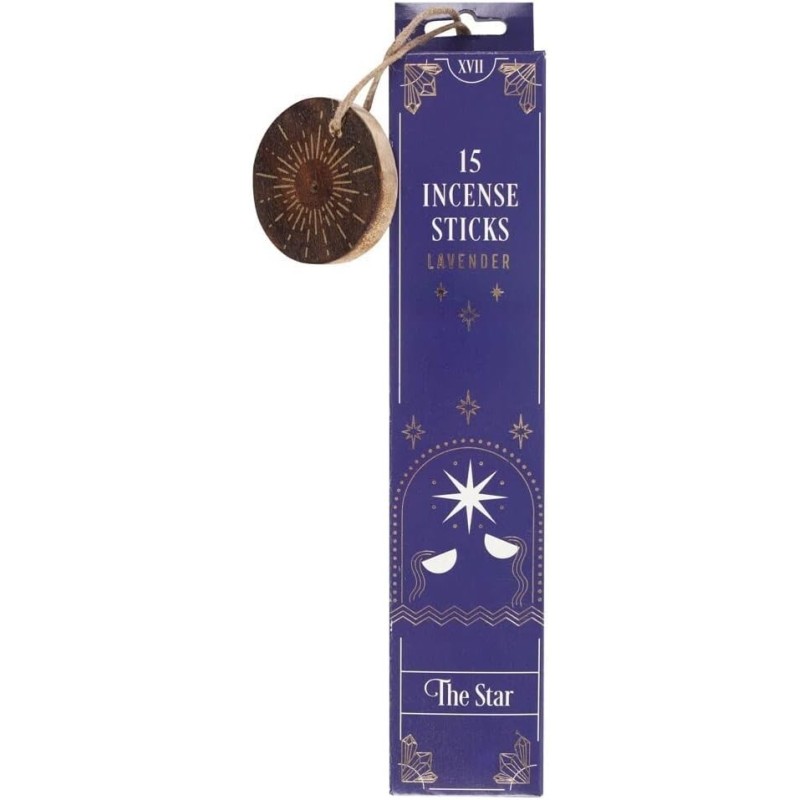 Incenso de Tarô Estrela de Lavanda - Arcanos Maiores XVII - Tarô da Estrela - Espírito do Equinócio - 15 varetas + Porta Incenso-SPIRIT OF EQUINOX INCENSOS MÁGICOS - INCENSO DE FEITIÇO MÁGICO-HOSTENATURA