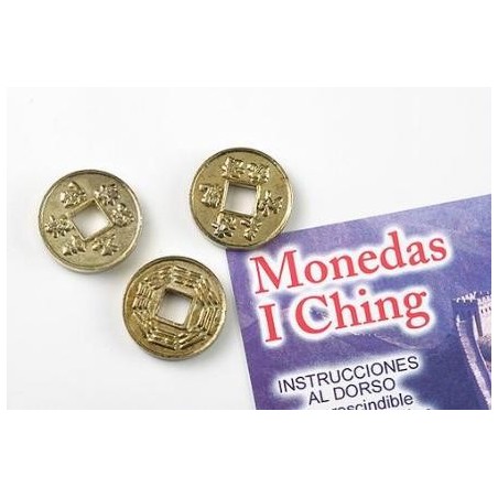 Moedas Douradas I Ching (I-ching) - Conjunto de 3 Moedas com Instruções