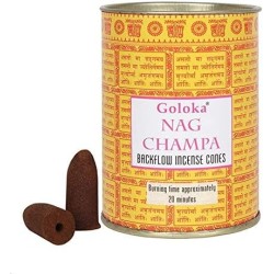 GOLOKA Barattolo di coni Nag Champa Reflux - Coni Blackflow - Barattolo da 18 coni