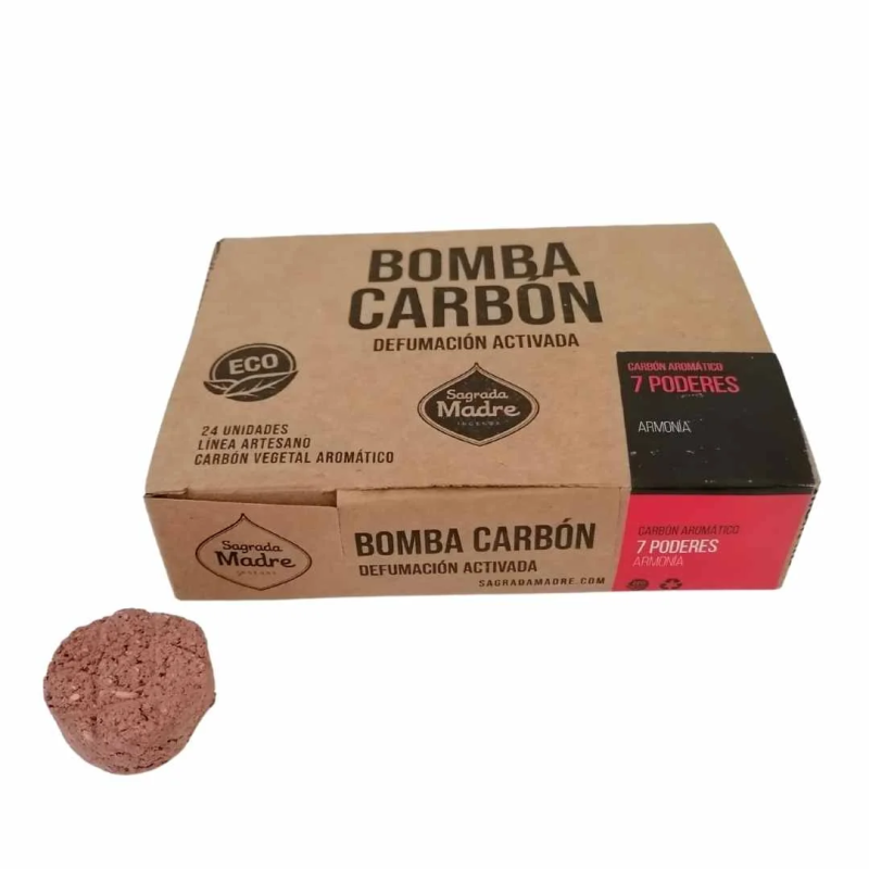 Bomba al Carbone Attivo Defumante - 7 Poteri - Carbone Aromatico - Armonia - 24 pz. - Santa Madre-POMPA CARBONE ATTIVO DEFUMANTE X24 SAGRADA MADRE-HOSTENATURA