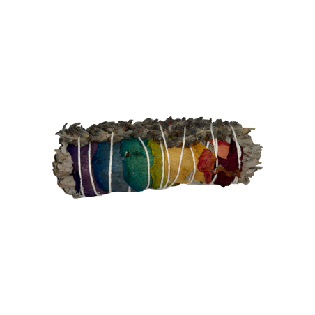 Tied 7 Chakras | White Sage with Flowers | Eco-Friendly & Sustainable | 100% Original | 10cm | 1 Unit