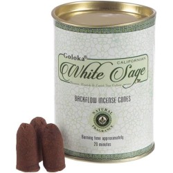 GOLOKA Can of White Sage Cones - Blackflow Cones White Sage - Can of 18 cones