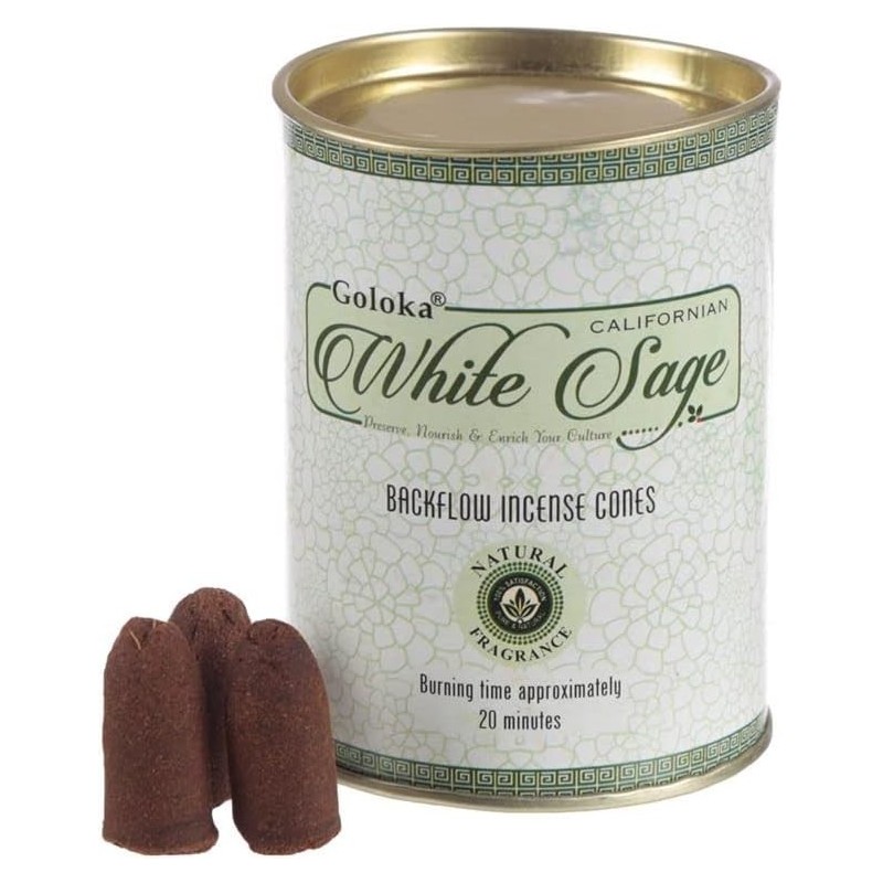 GOLOKA Can of White Sage Cones - Blackflow Cones White Sage - Can of 18 cones-GOLOKA INCENSES-HOSTENATURA